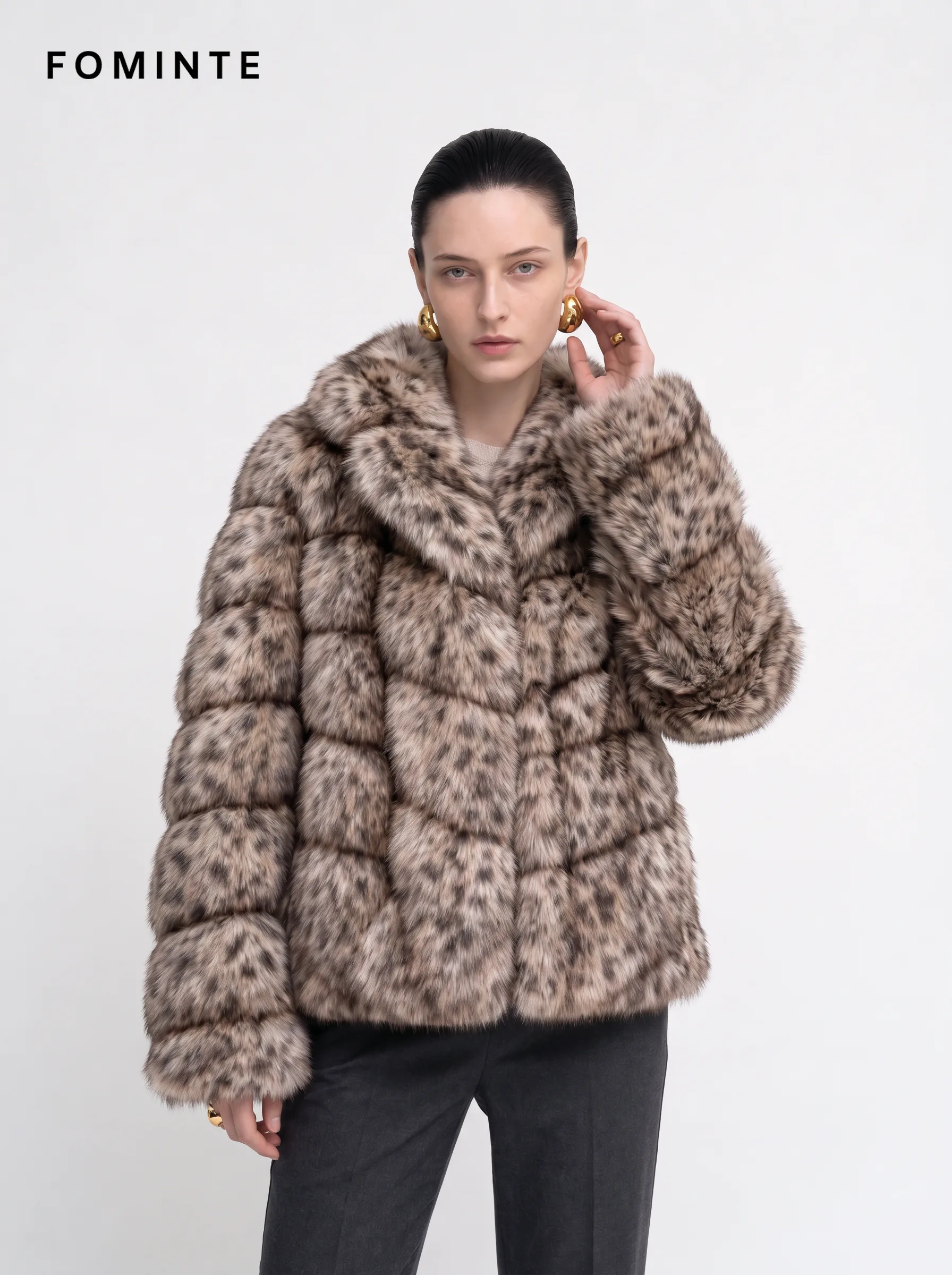 Oatmeal Vintage Botanical Jacquard Faux Fur Jacket