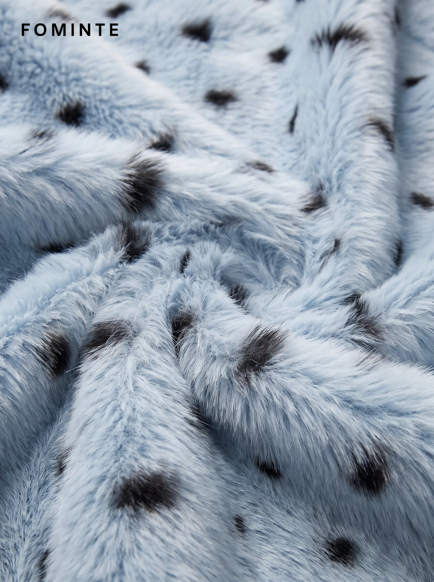 Glacier Ice Blue Minimalist Faux Fur Winter Coat