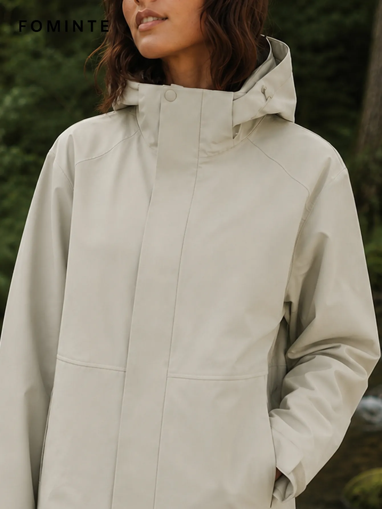 Ivory Hooded Windbreaker Jacket FM0801000419