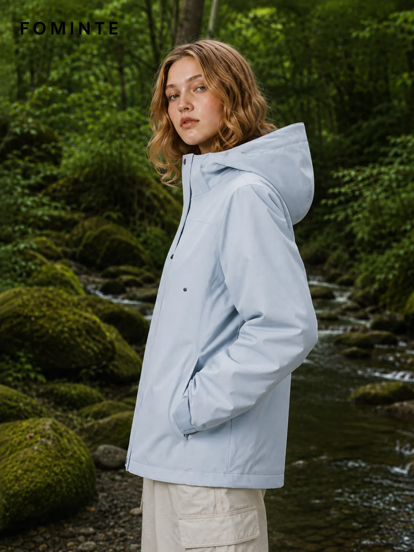 Ice Blue Hooded Windbreaker Jacket FM0801000420