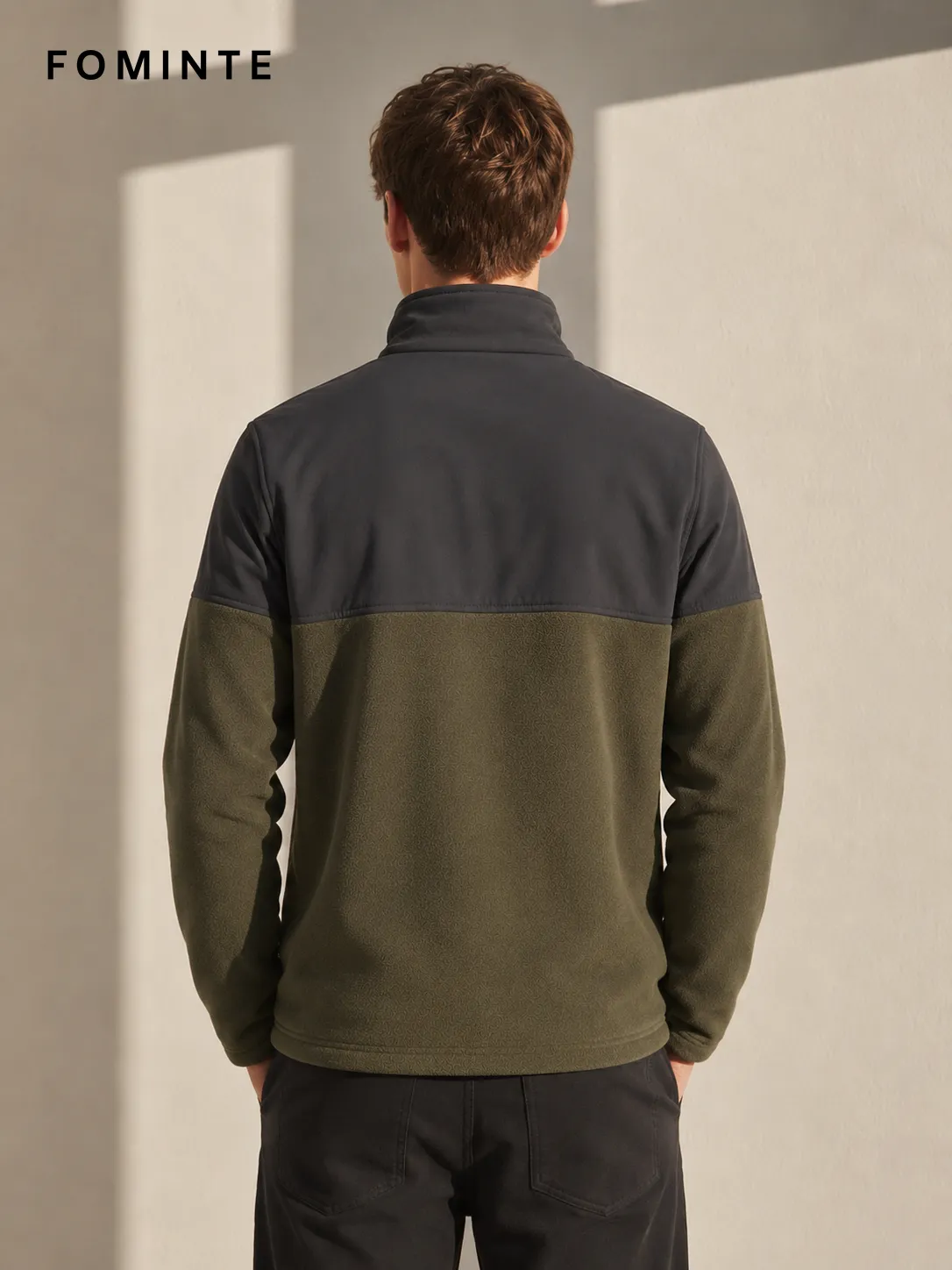 Colorblock Windproof Panel Fleece Jacket FM0801000421-1
