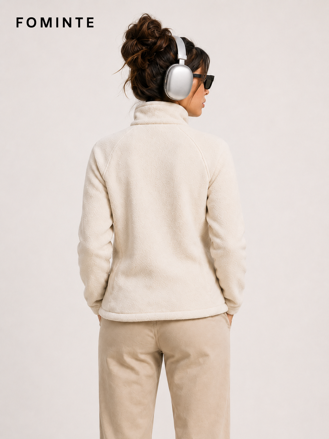 Cream White Fleece Jacket for Outdoor Apparel Collections