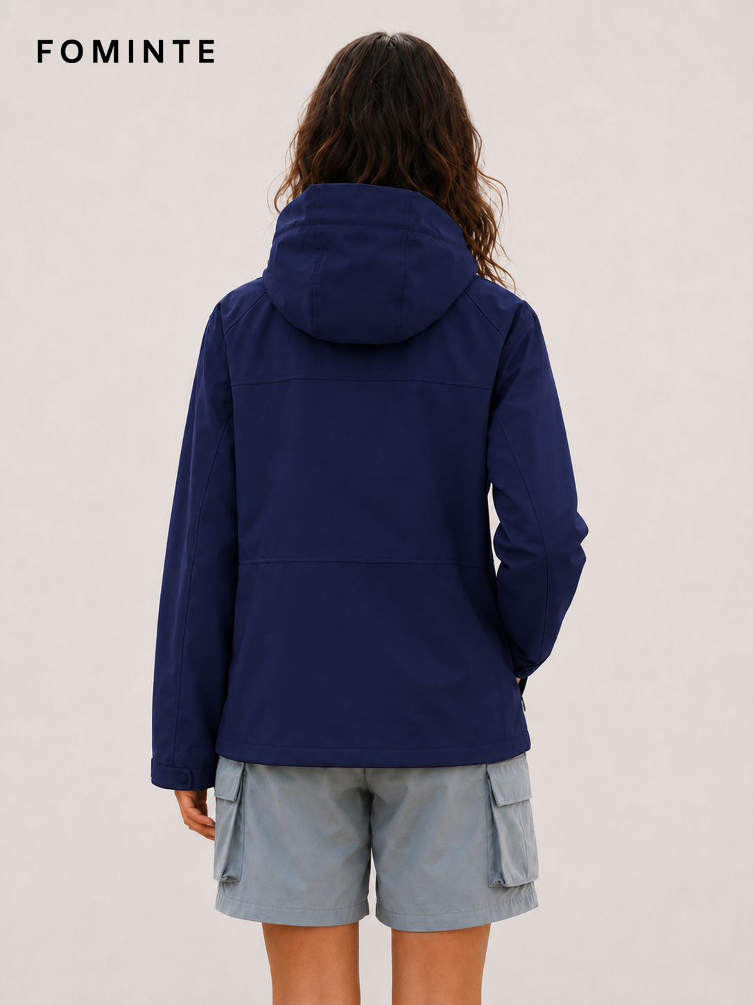 Navy Blue Women's Hooded Softshell Jacket Wholesale Custom Outerwear - FM0801000431-2