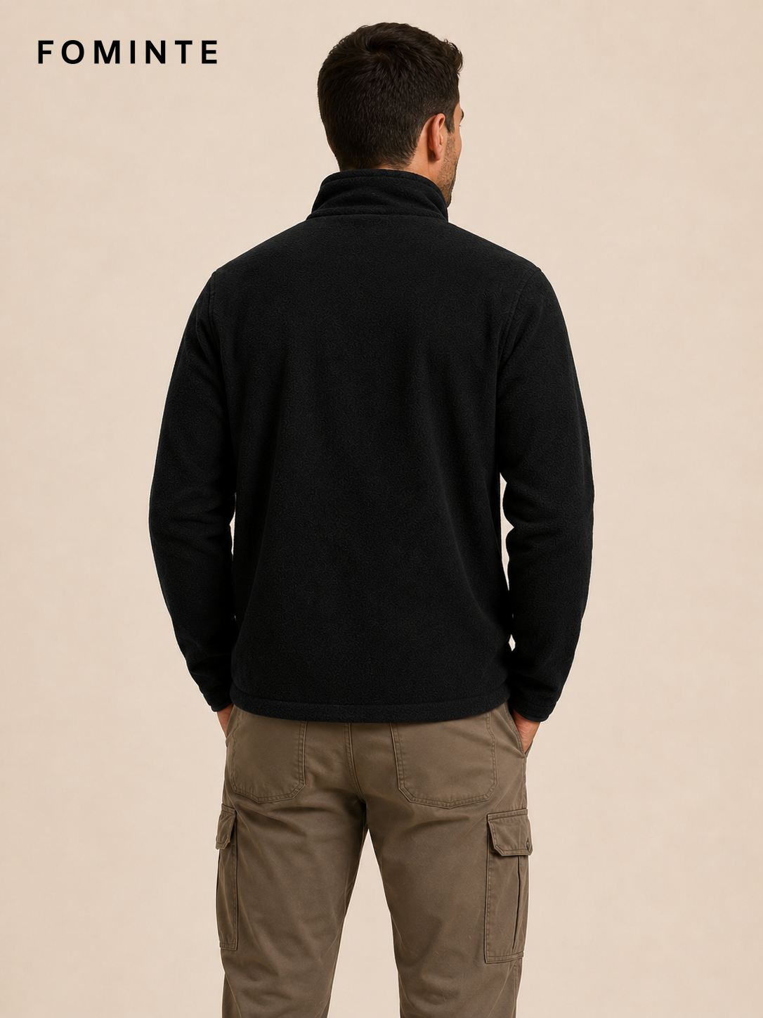 Black Men's Full-Zip Fleece Jacket Wholesale Custom Outerwear - FM0801000436-2