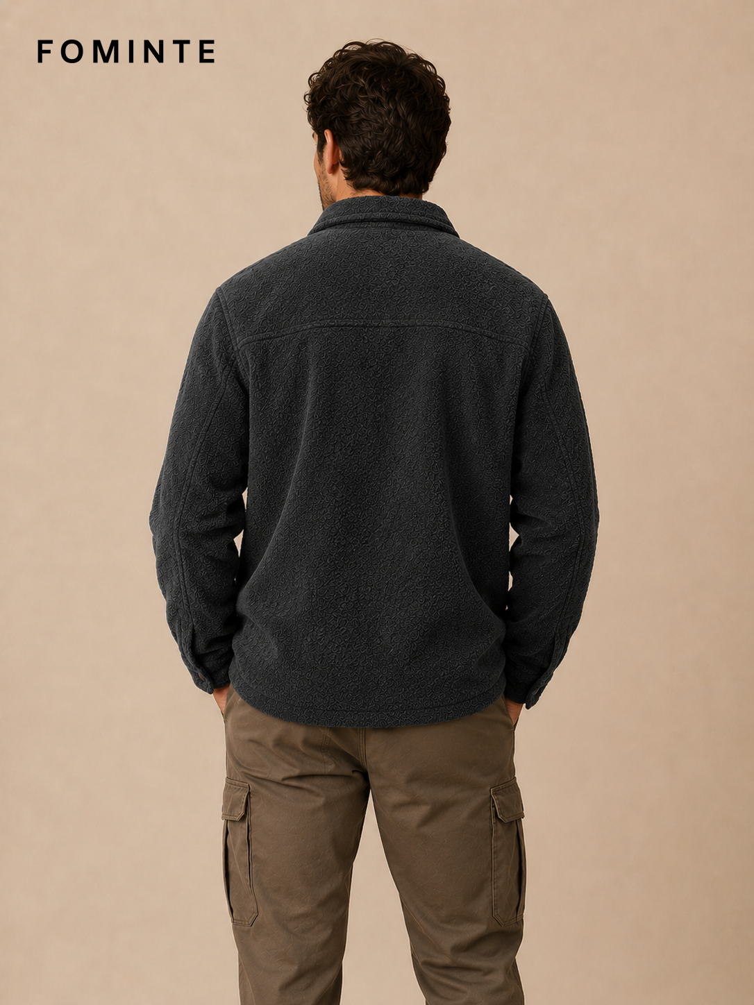 Charcoal Men's Fleece Overshirt Jacket Wholesale Custom Outerwear - FM0801000438-2