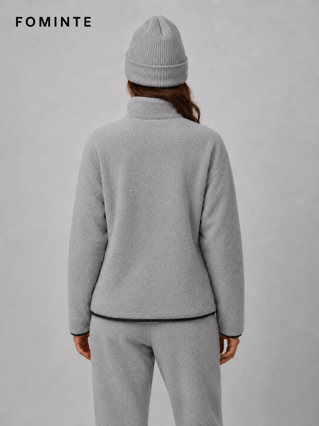 Grey and Dark Grey Unisex Full-Zip Fleece Jacket Wholesale Custom Outerwear - FM0801000450-1