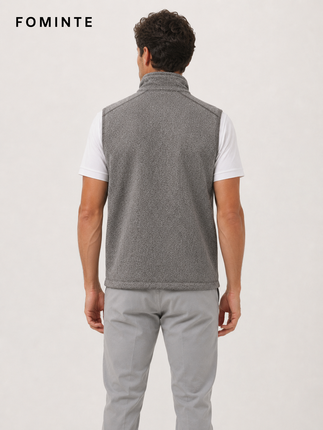 Grey Men's Full-Zip Fleece Vest Wholesale Custom Outerwear - FM0801000451