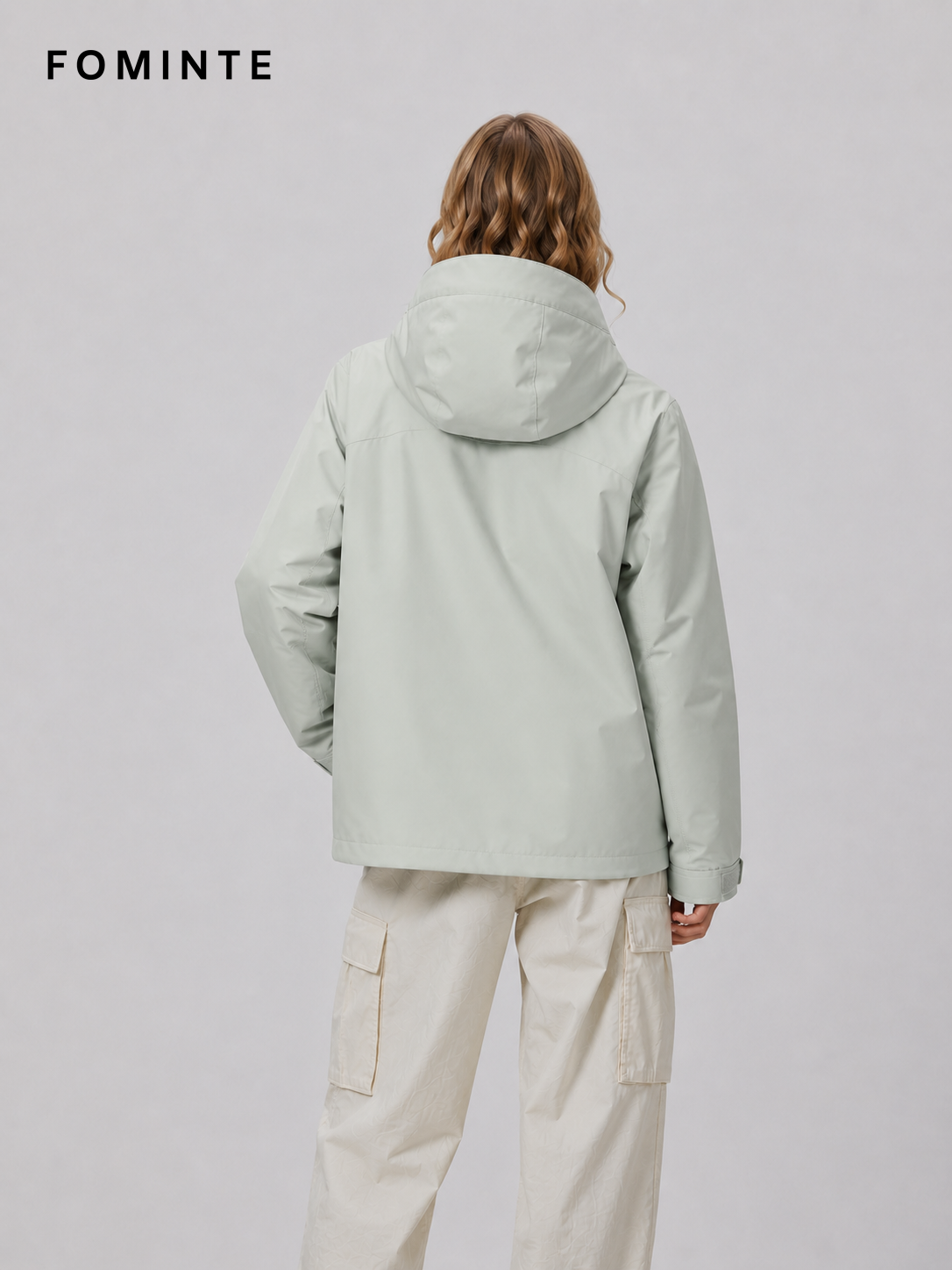 Light Grey Green Women's Hooded Softshell Jacket Wholesale Custom Outerwear - FM0802000432-2