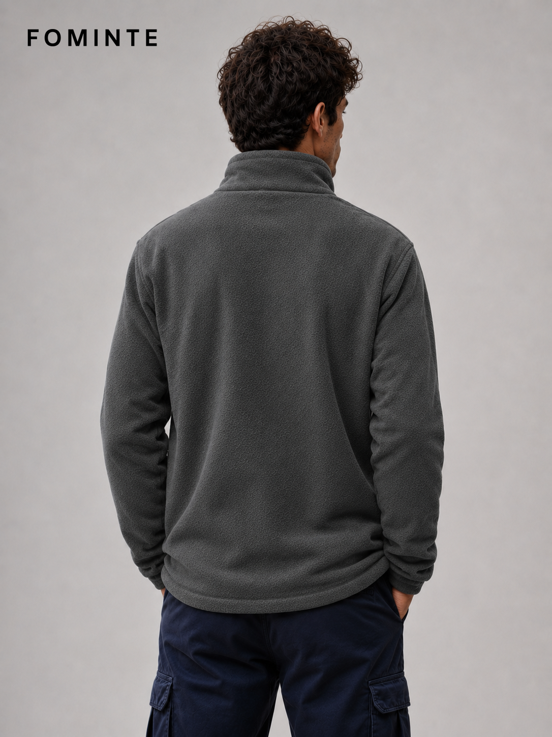 Charcoal Men's Full-Zip Fleece Jacket Wholesale Custom Outerwear - FM0802000434-2