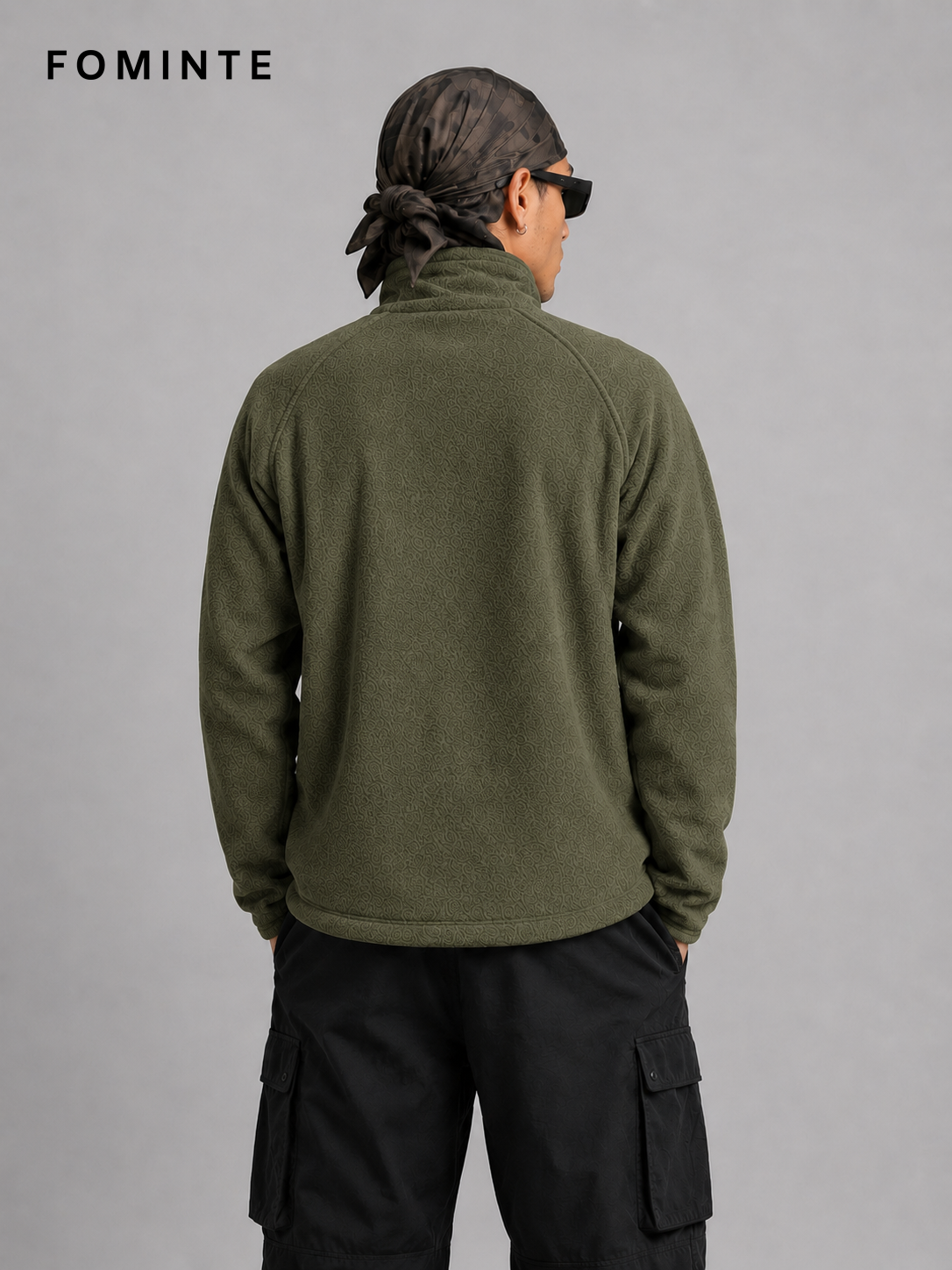 Olive Green Unisex Full-Zip Fleece Jacket Wholesale Custom Outerwear - FM0802000435-2