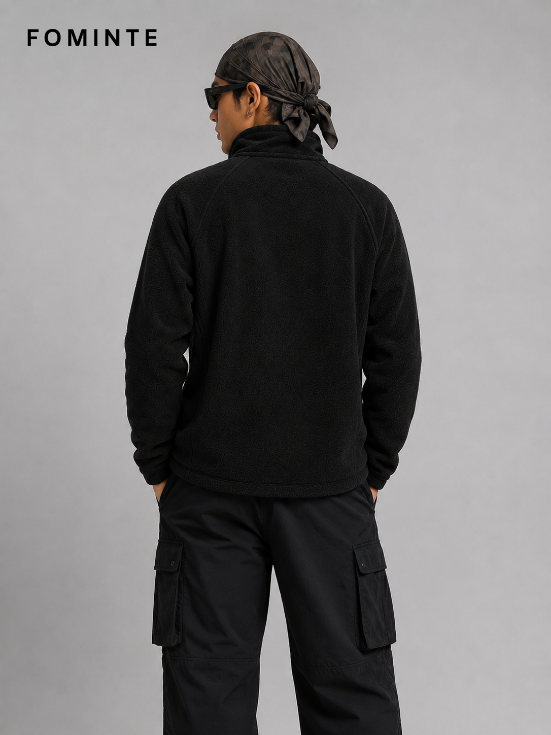 Black Unisex Full-Zip Fleece Jacket Wholesale Custom Outerwear - FM0802000435-3