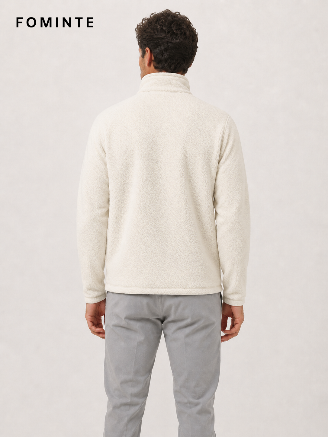 Mist White Men's Quarter-Zip Fleece Pullover Wholesale Custom Outerwear - FM0802000443-1