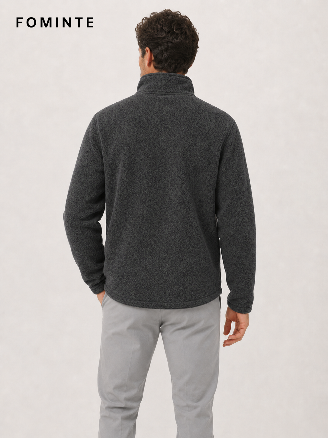 Dark Grey Men's Quarter-Zip Fleece Pullover Wholesale Custom Outerwear - FM0802000443-2