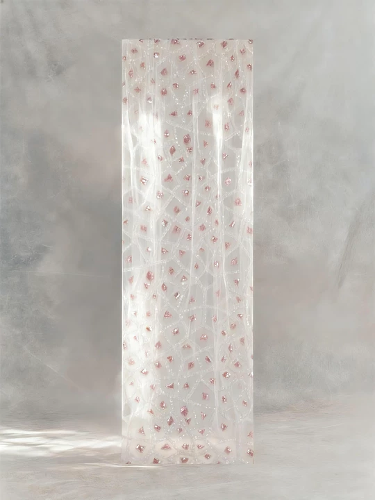 FT25-121 Modern Geometric Lattice Beaded Fabric for Couture Gowns