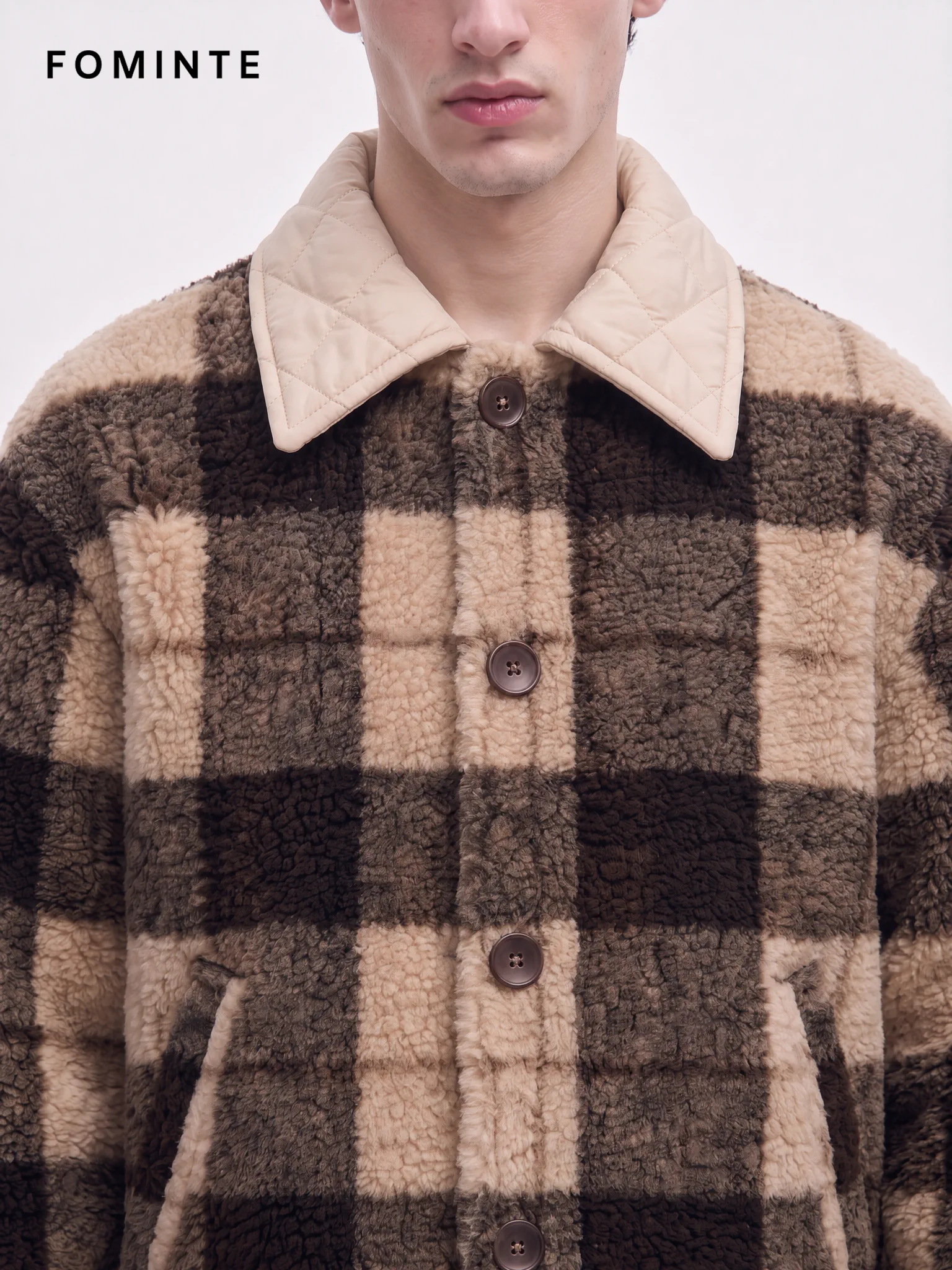 Cream Sherpa Jacket with Reindeer Boucle Applique