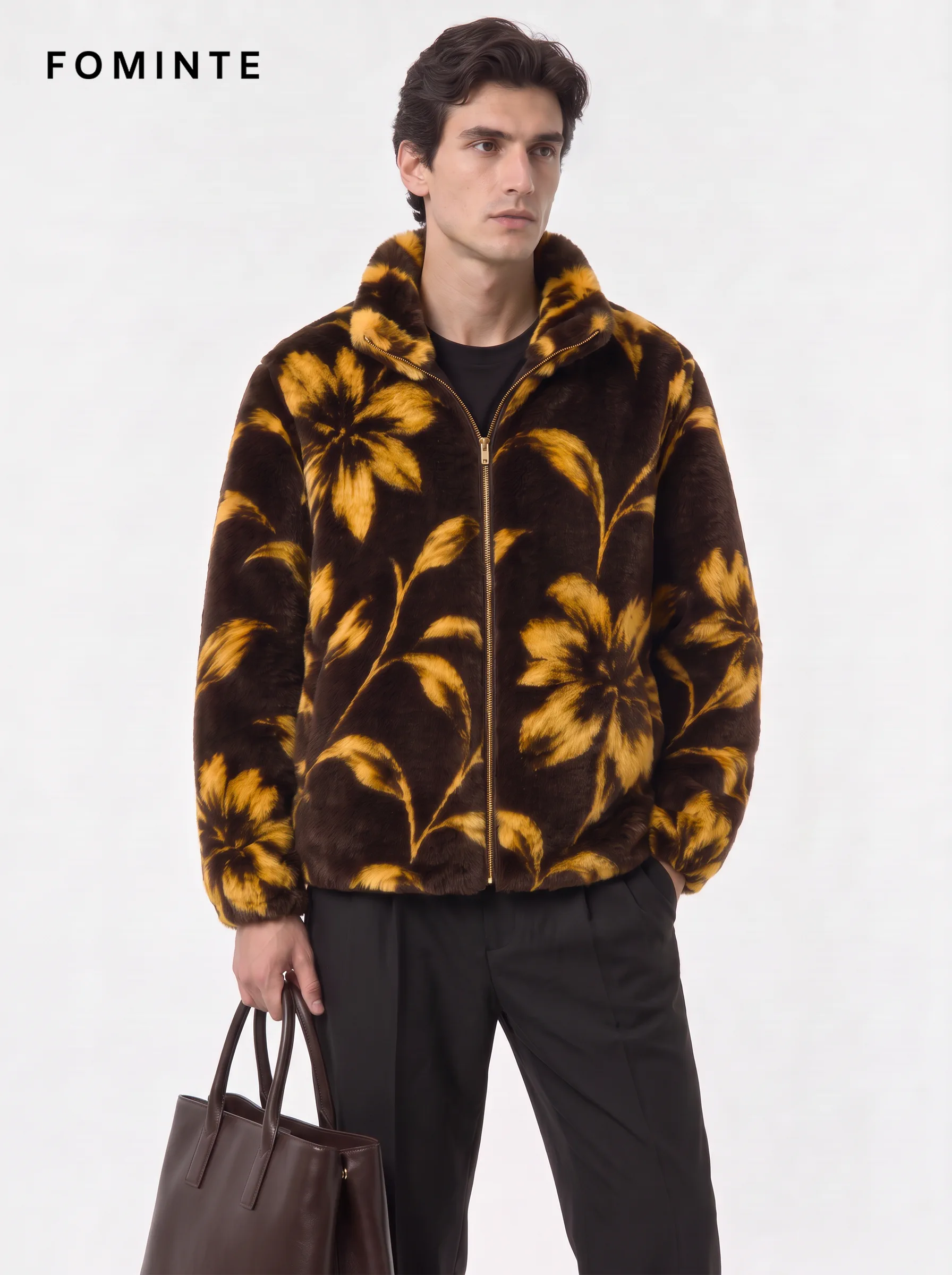 Aurora Borealis Abstract Watercolor Luxury Faux Fur Jacket