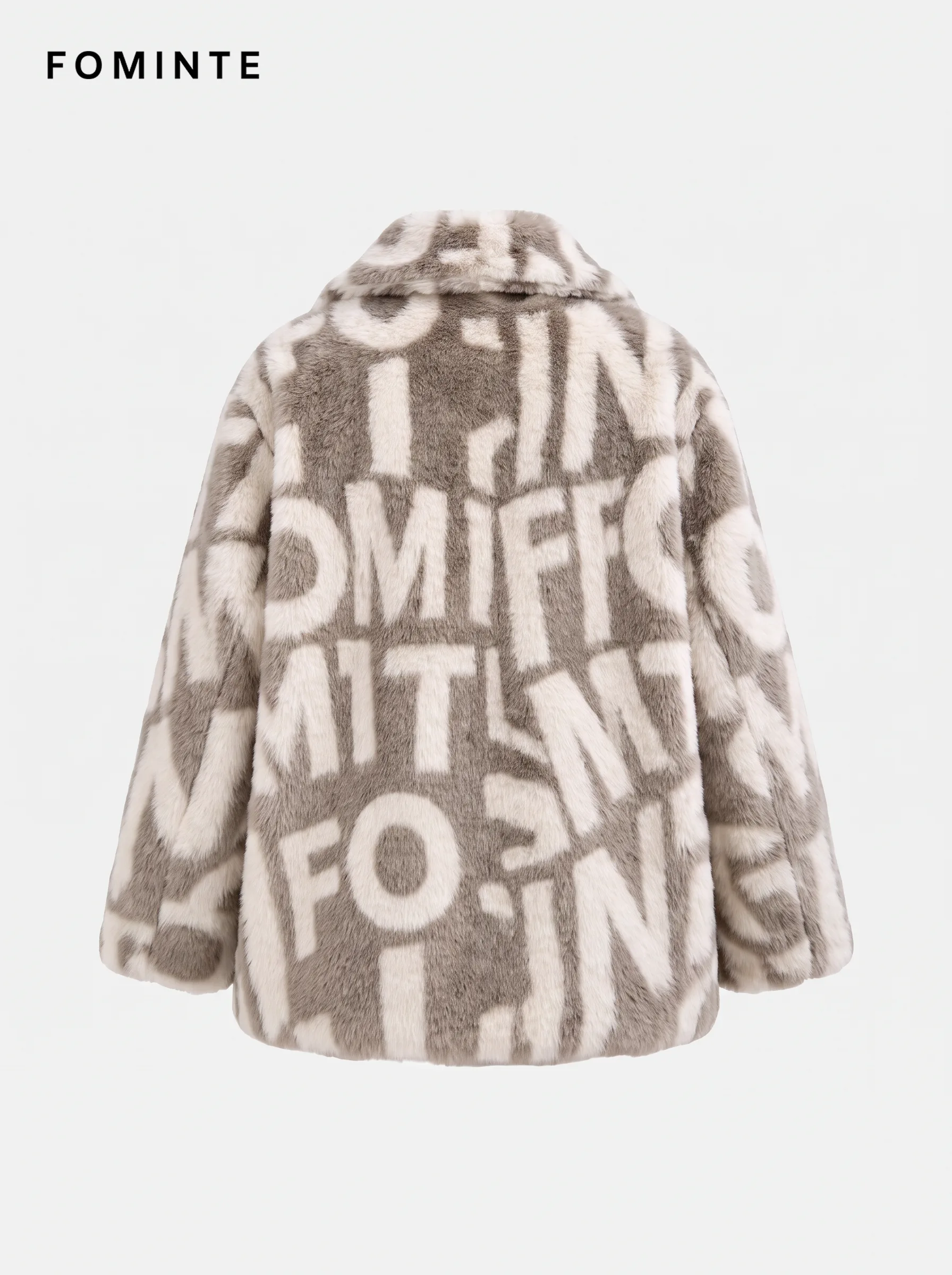 Monochromatic Dalmatian Spotted Luxury Faux Fur Coat