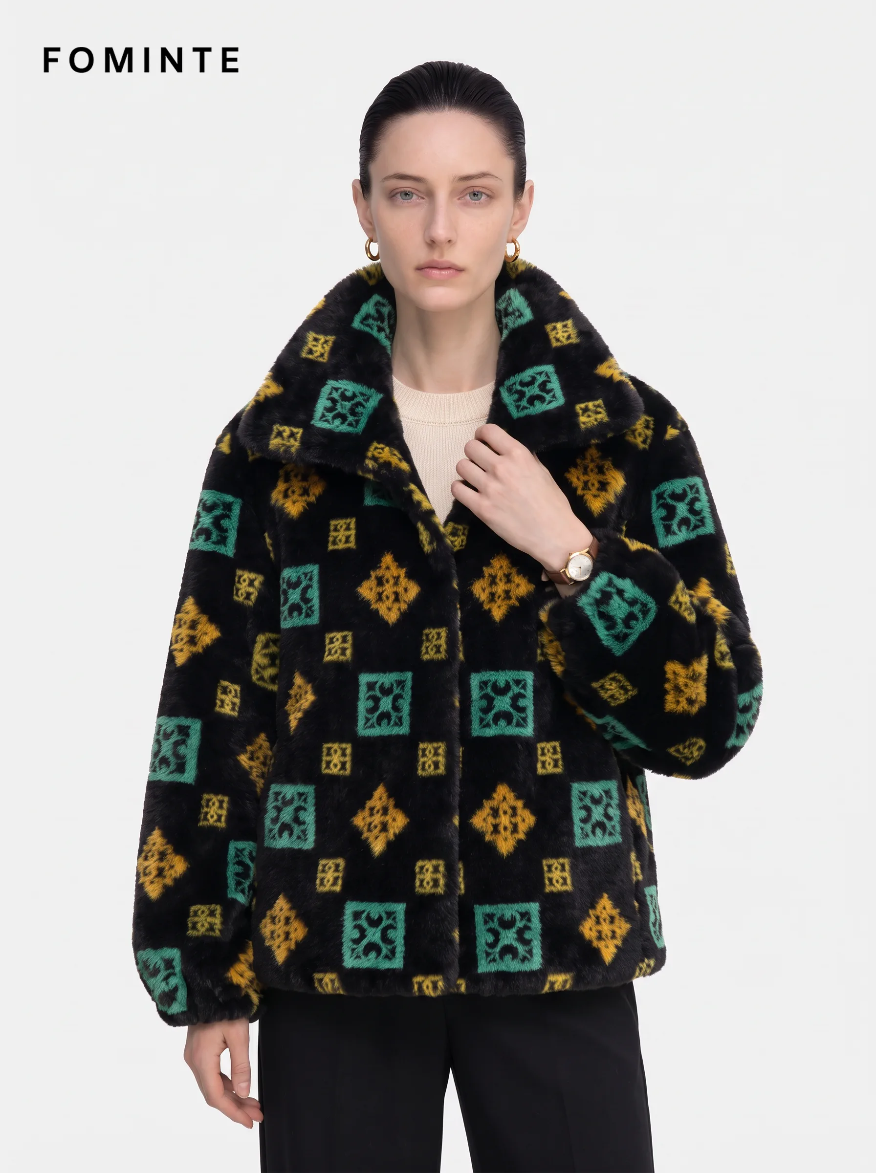 Classic Golden Tawny Leopard Print Luxury Faux Fur Coat