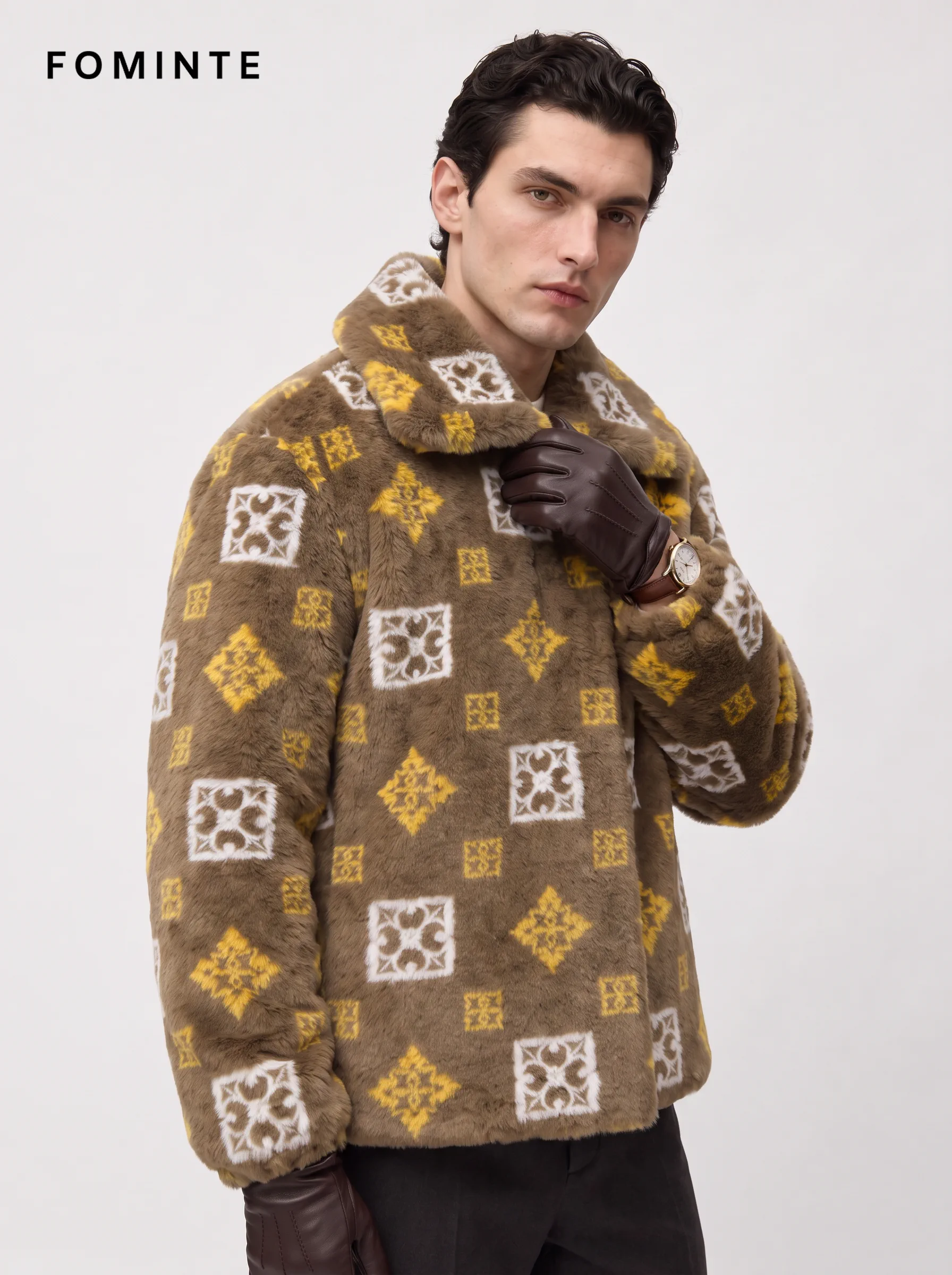 Honey Amber Cheetah Rosette Luxury Faux Fur Coat