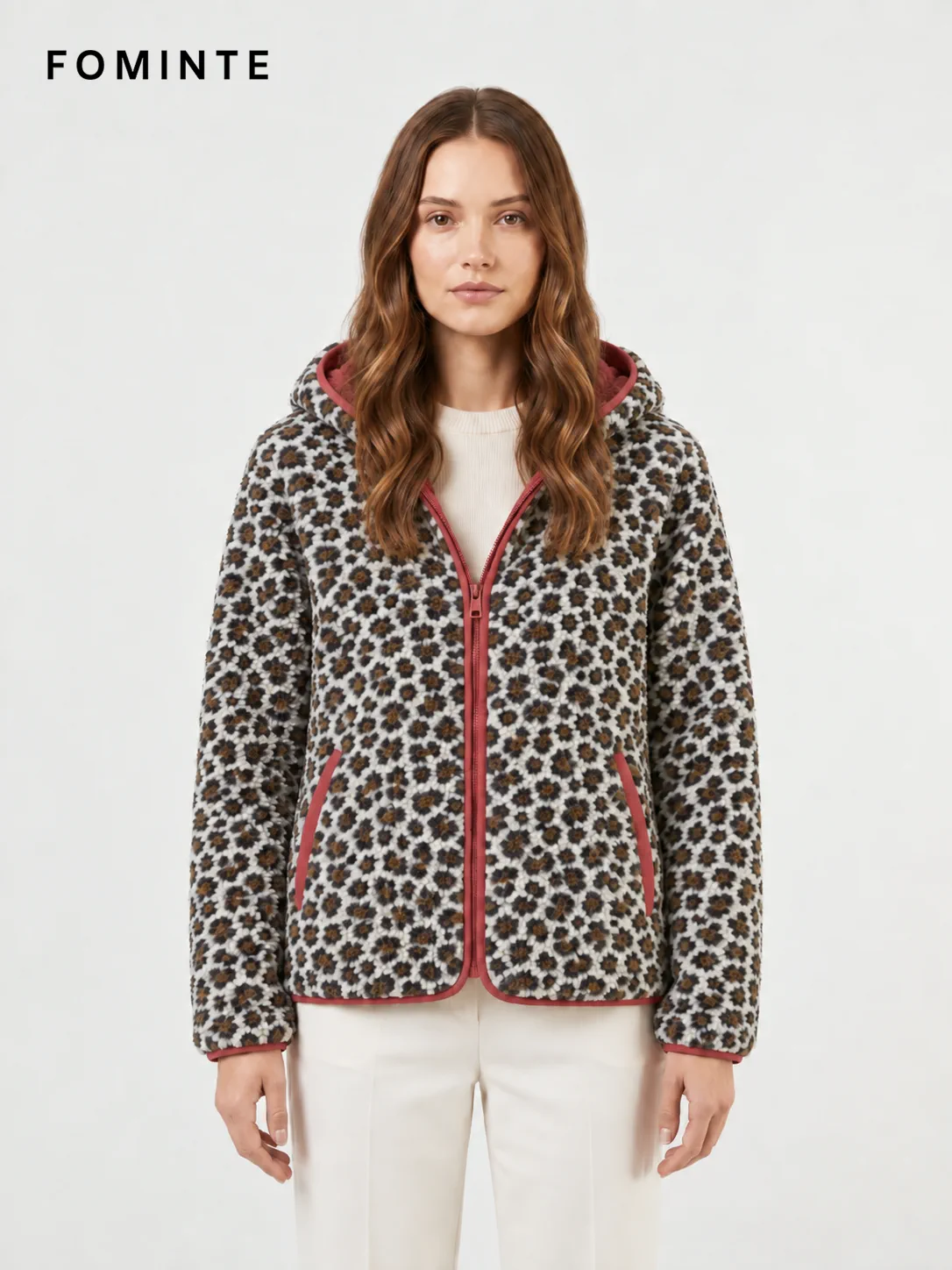 Midnight Navy Maple Leaf Alpine Botanical Sherpa Jacket