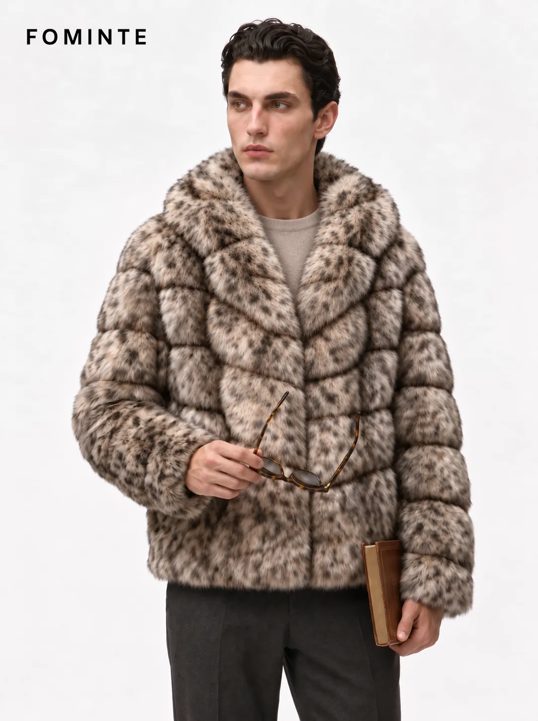 Oatmeal Vintage Botanical Jacquard Faux Fur Jacket
