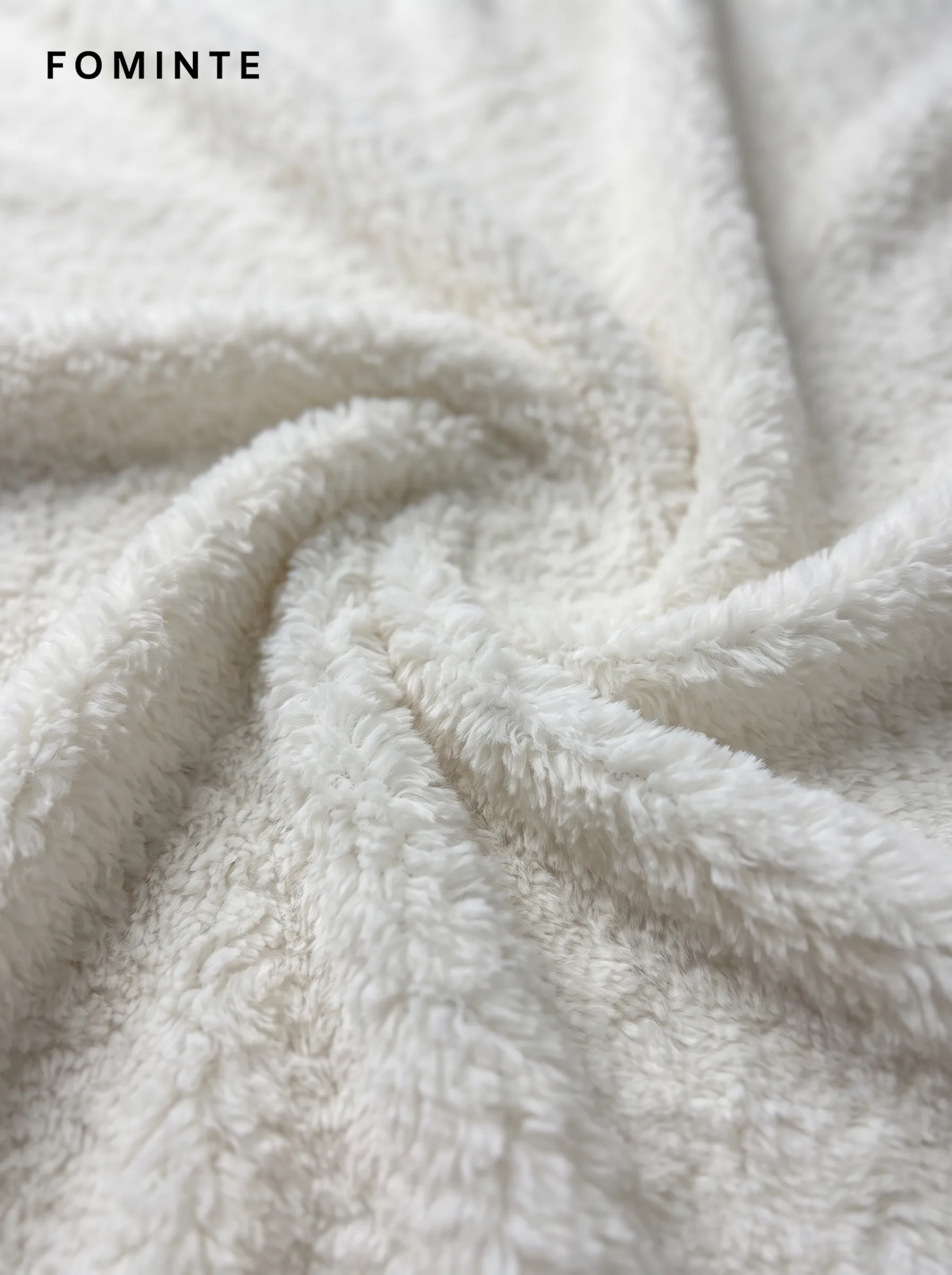 Pure Ivory Curly Shearling Textured Faux Fur Coat