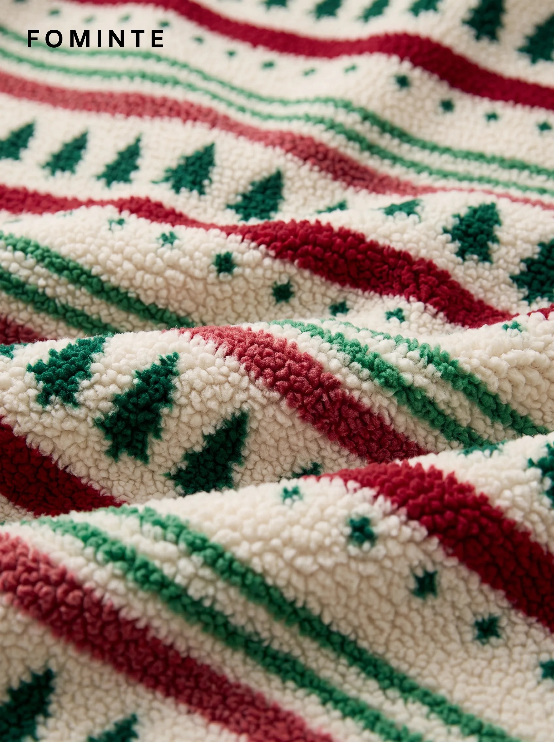 Evergreen Tree Print Hooded Fleece Jacket