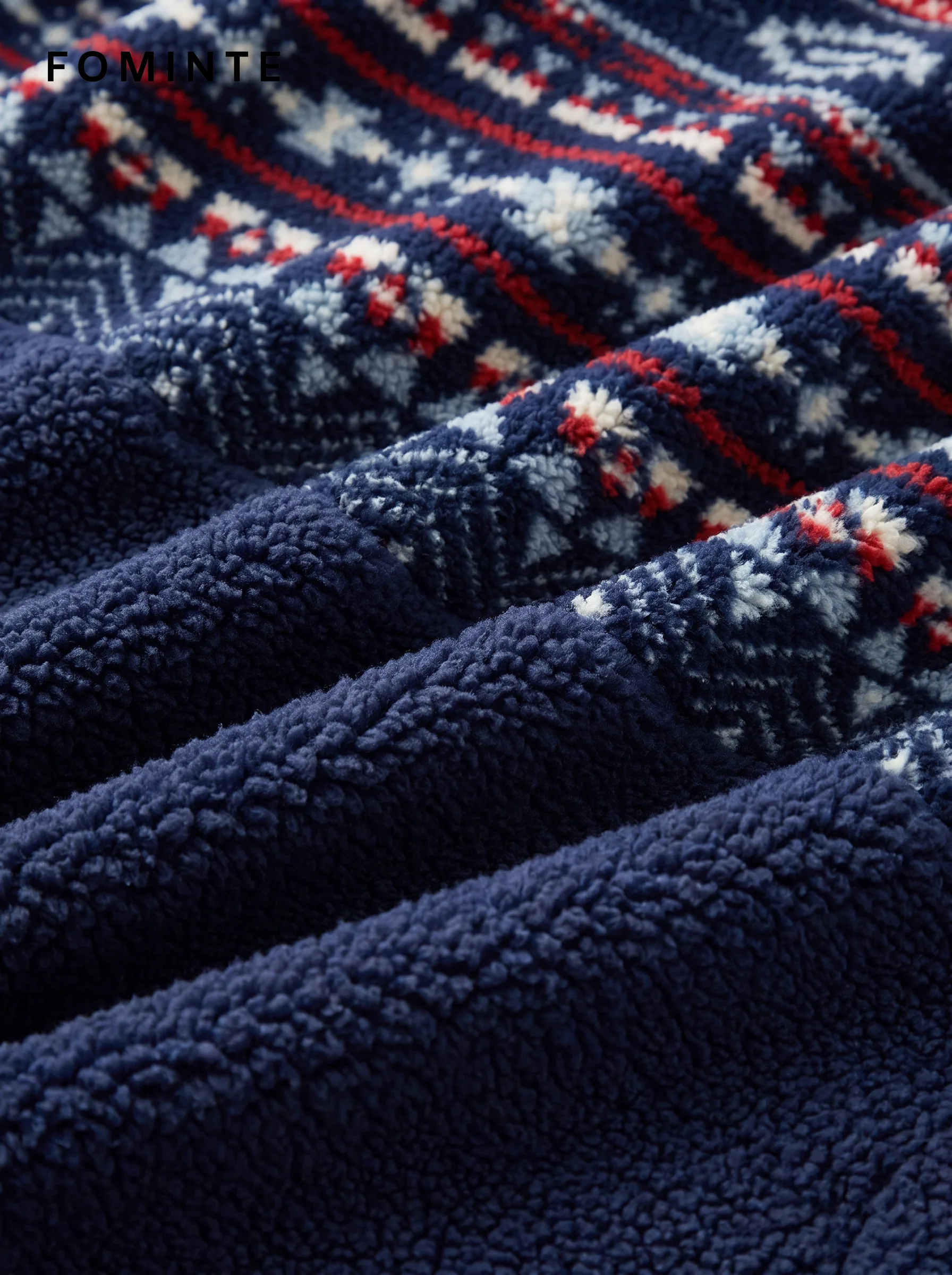 Fair Isle Print Half-Zip Fleece Pullover