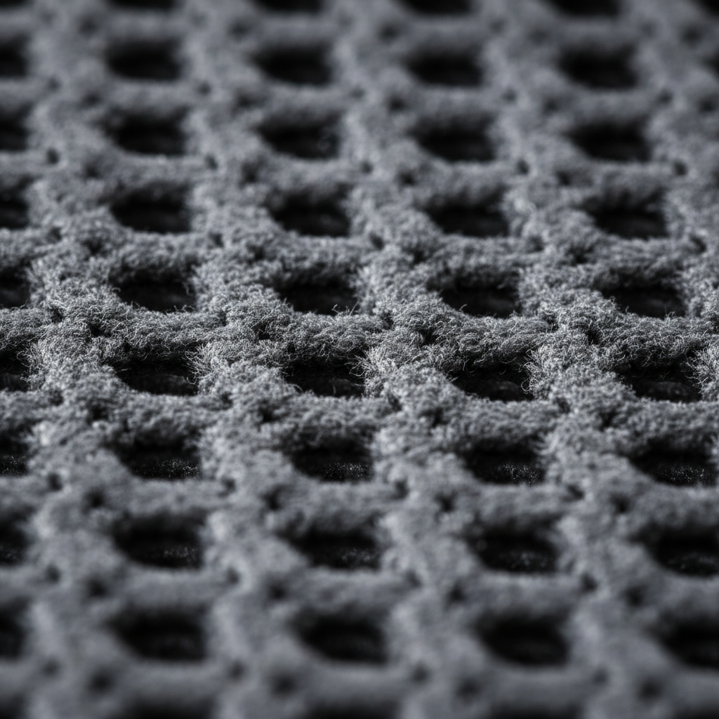 Close-up texture of breathable grid fleece fabric