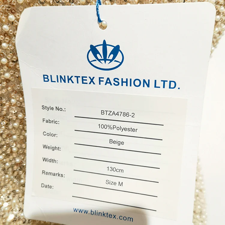 Champagne Sequin & Pearl Beaded Mini Dress - BTZA4786-2