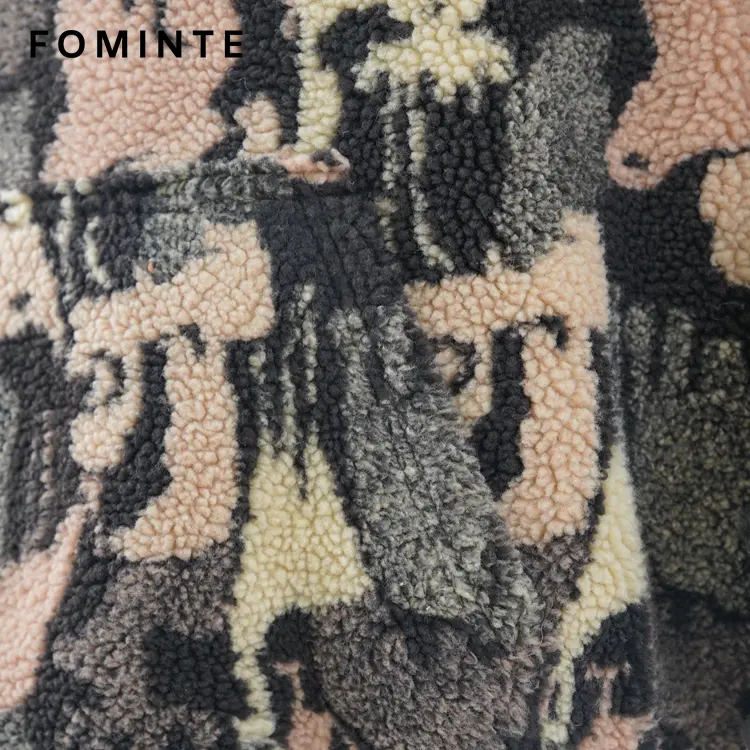 Multi-Color Camo Print Oversized Sherpa Fleece Hoodie