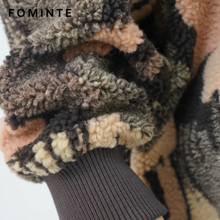 Multi-Color Camo Print Oversized Sherpa Fleece Hoodie