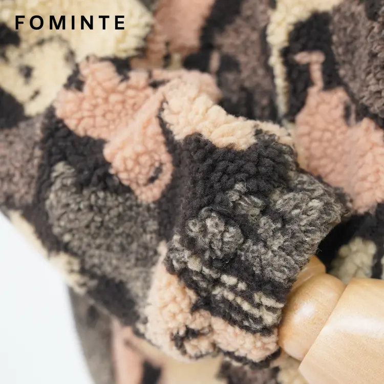 Abstract Camo Print Full-Zip Sherpa Fleece Jacket