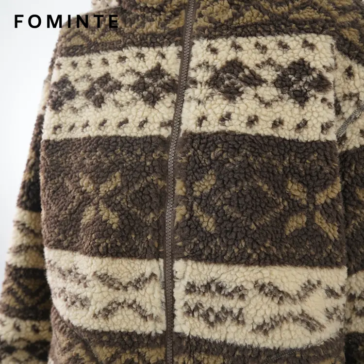 Nordic Fair Isle Hooded Sherpa Fleece Jacket