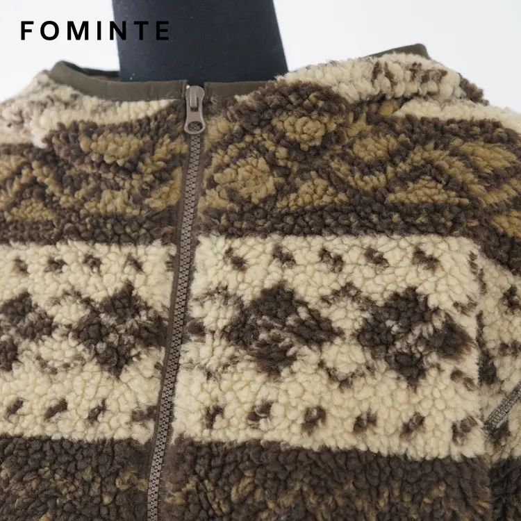 Nordic Fair Isle Hooded Sherpa Fleece Jacket