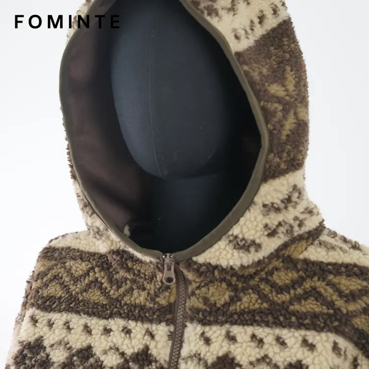Nordic Fair Isle Hooded Sherpa Fleece Jacket