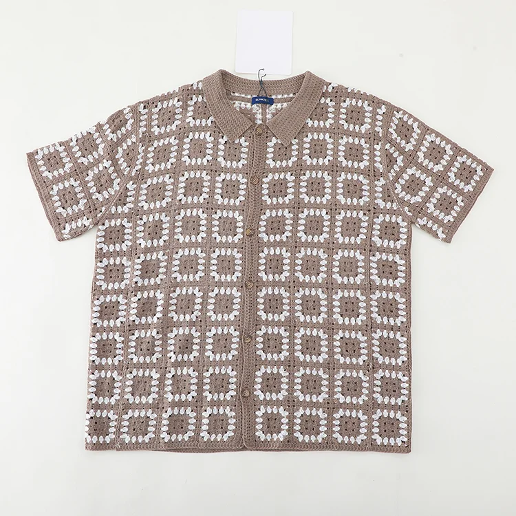 Men's Color Block Crochet Polo - FM0101000020