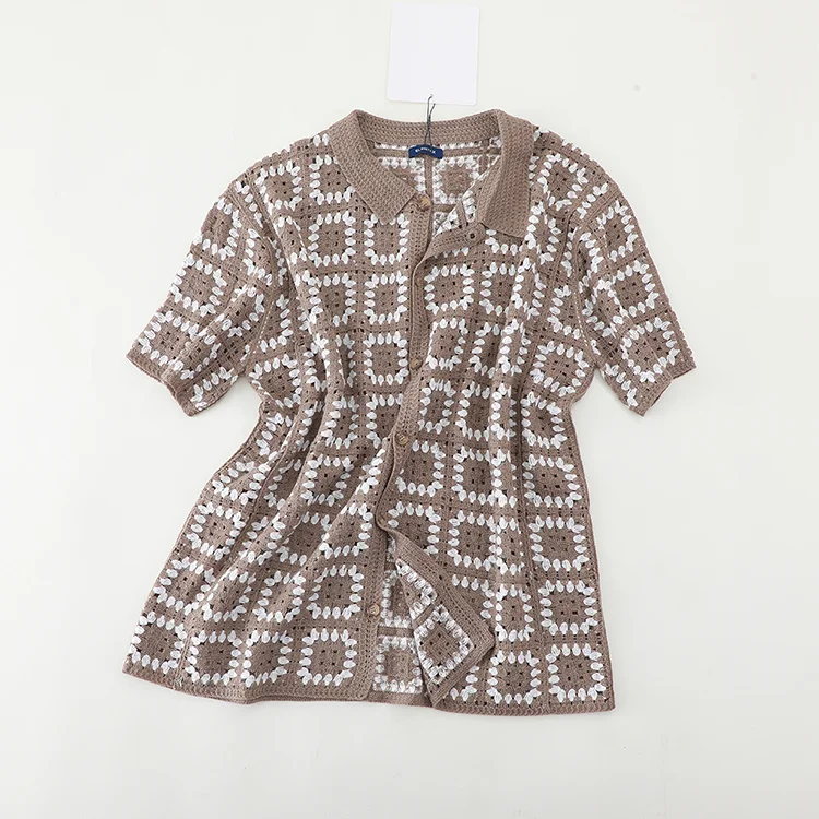 Men's Color Block Crochet Polo - FM0101000020