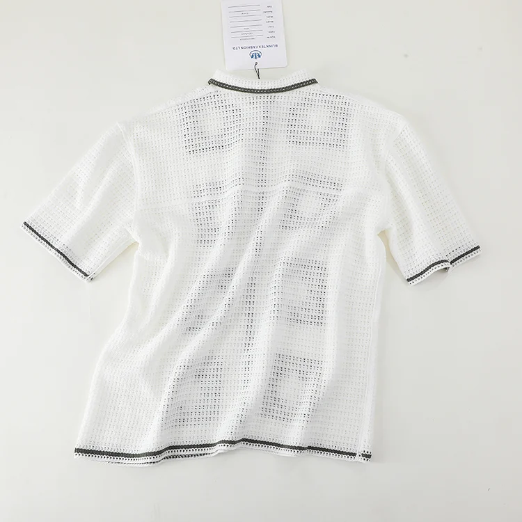 Men's Geometric Crochet Polo - FM0101000024