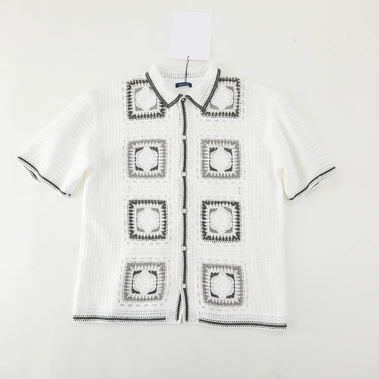 Men's Geometric Crochet Polo - FM0101000024