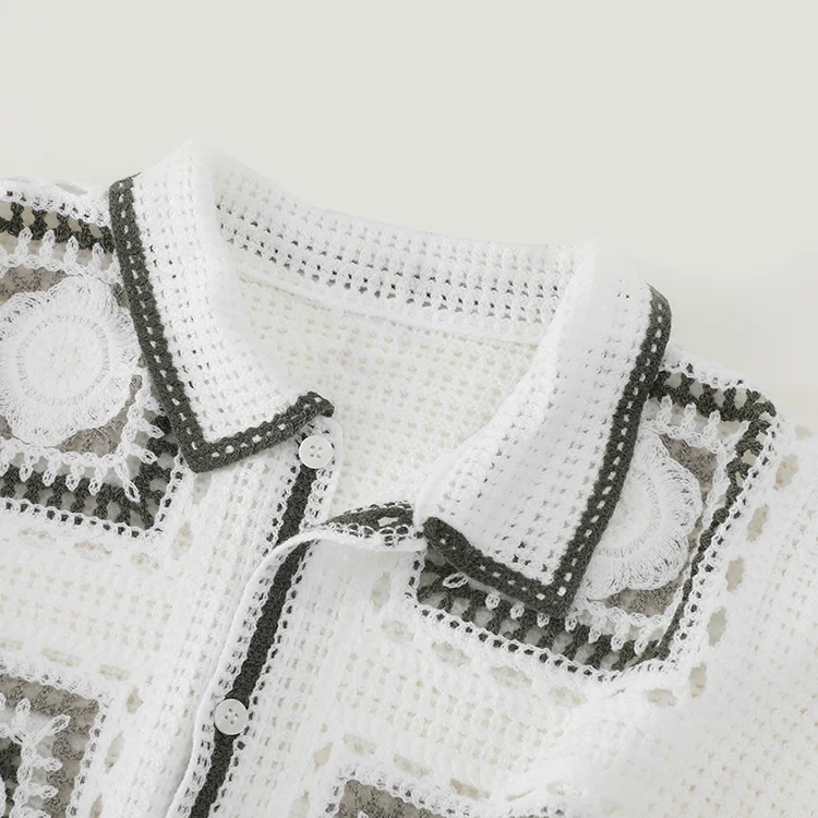 Men's Geometric Crochet Polo - FM0101000024