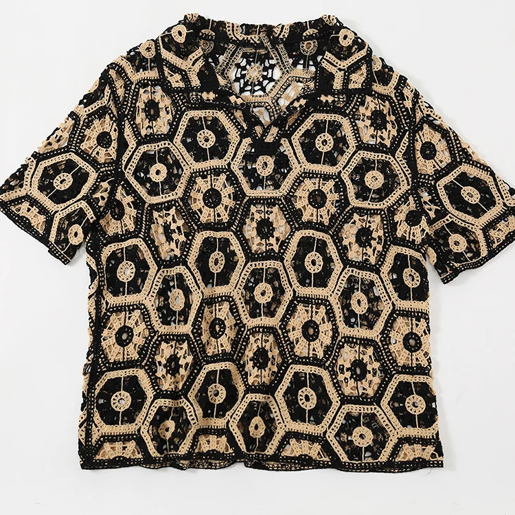 Men's Striped Crochet Polo - FM0101000139