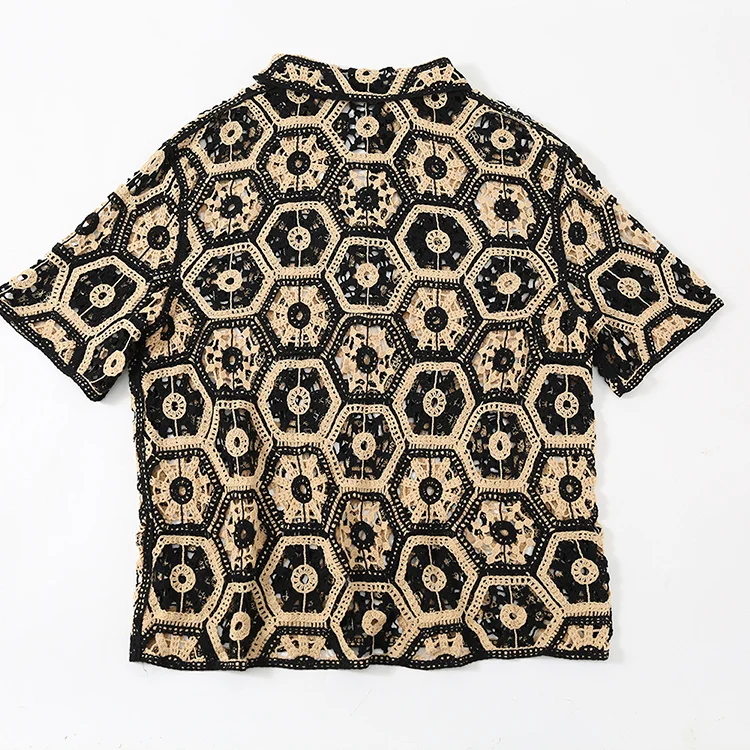 Men's Striped Crochet Polo - FM0101000139