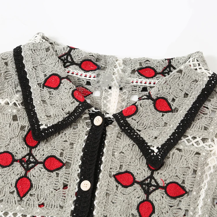 Men's Checkerboard Crochet Polo - FM0101000142