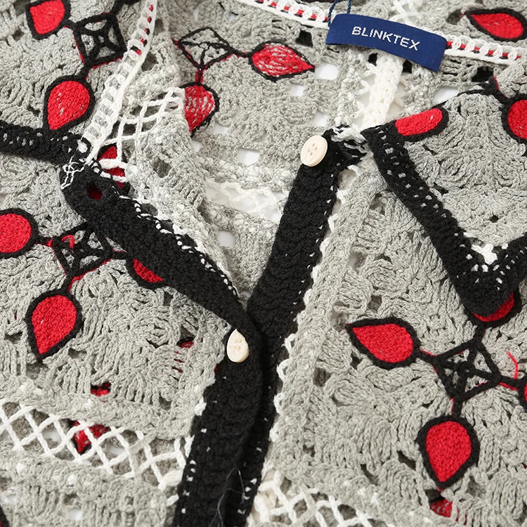 Men's Checkerboard Crochet Polo - FM0101000142