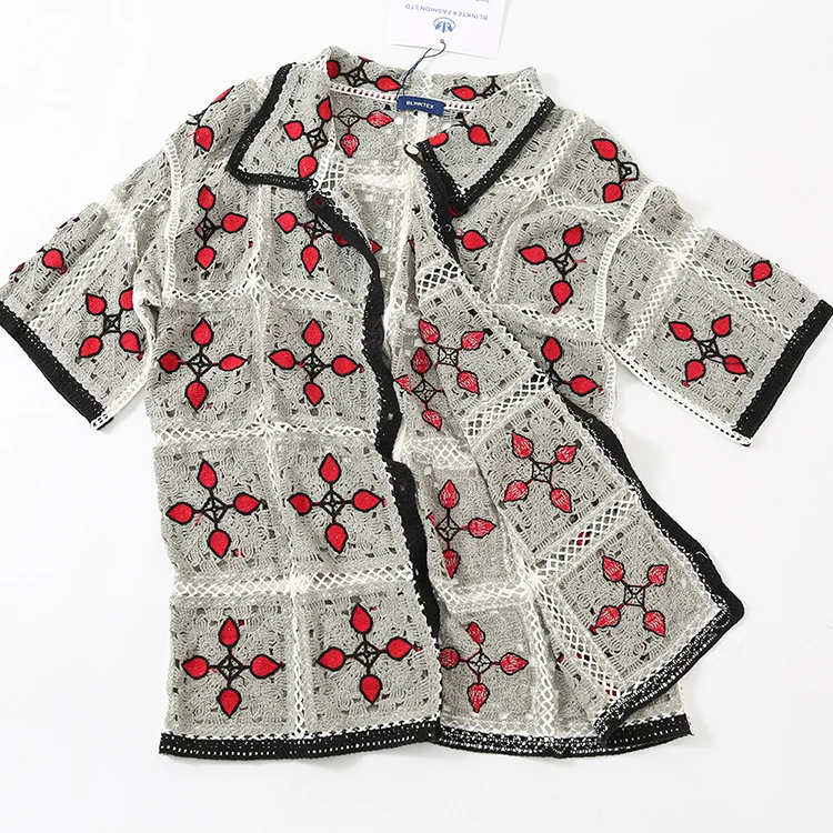 Men's Checkerboard Crochet Polo - FM0101000142