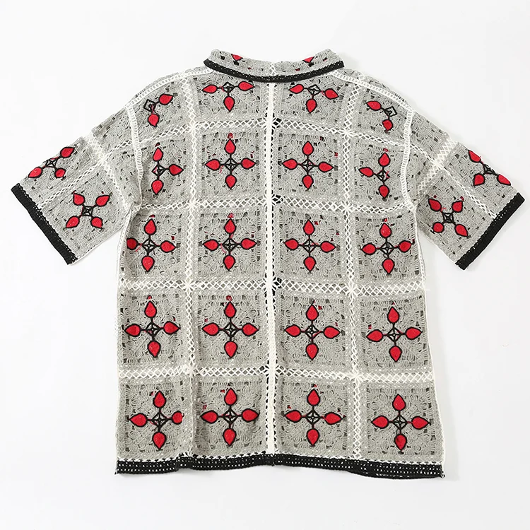 Men's Checkerboard Crochet Polo - FM0101000142