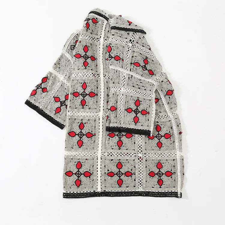 Men's Checkerboard Crochet Polo - FM0101000142