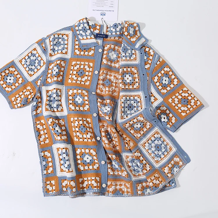 Men's Diamond Pattern Crochet Polo - FM0101000143