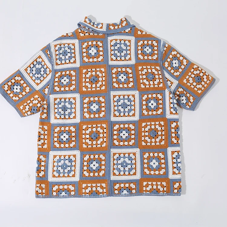 Men's Diamond Pattern Crochet Polo - FM0101000143